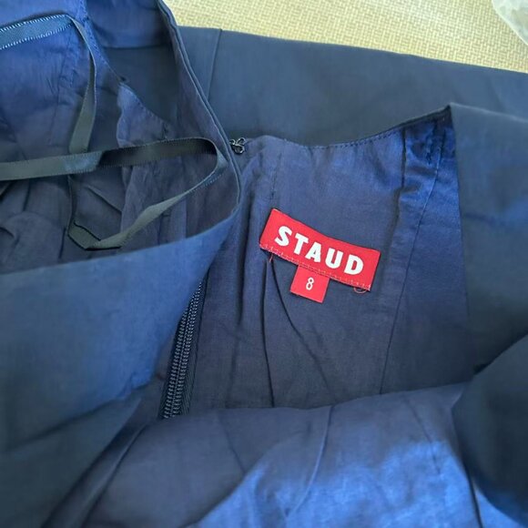 BEST STAUD Wells Midi Dress Sz6/8/10 Navy Blue Classic Cotton Party Wedding - Picture 6 of 12